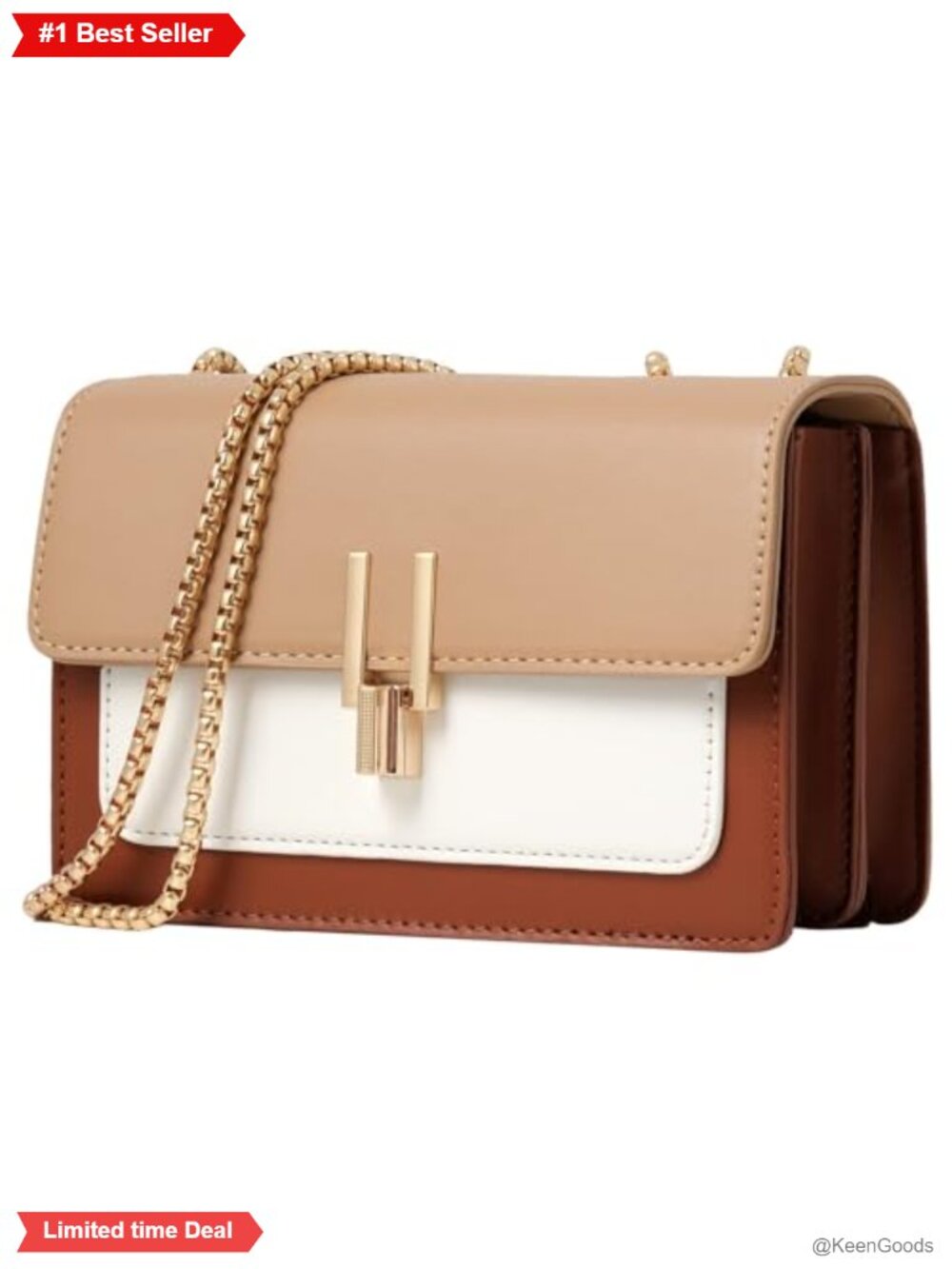 Faux Leather Crossbody Bag Twist Lock Chain Strap Women's Purse